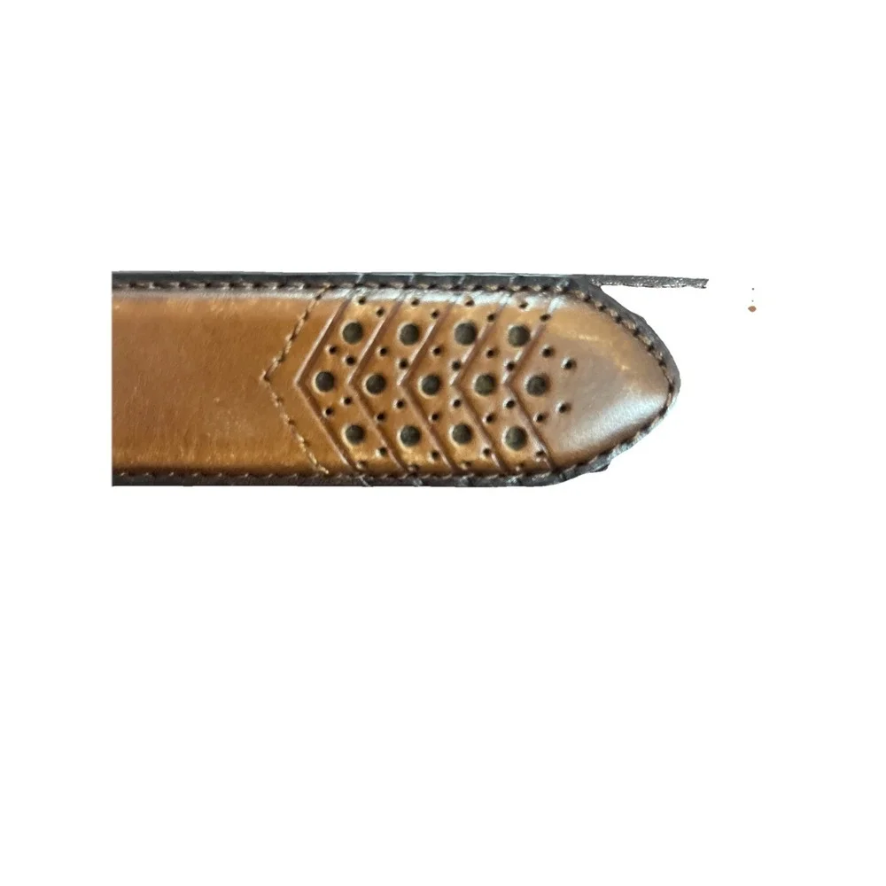 Stacy Adams Belt Men's Size 38 Brown Leather 1.25‎ W Silver Tone Buckle  6-289